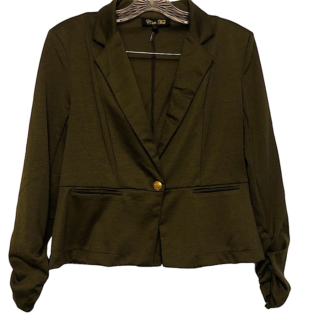 Army Green Stretch Blazer Jacket